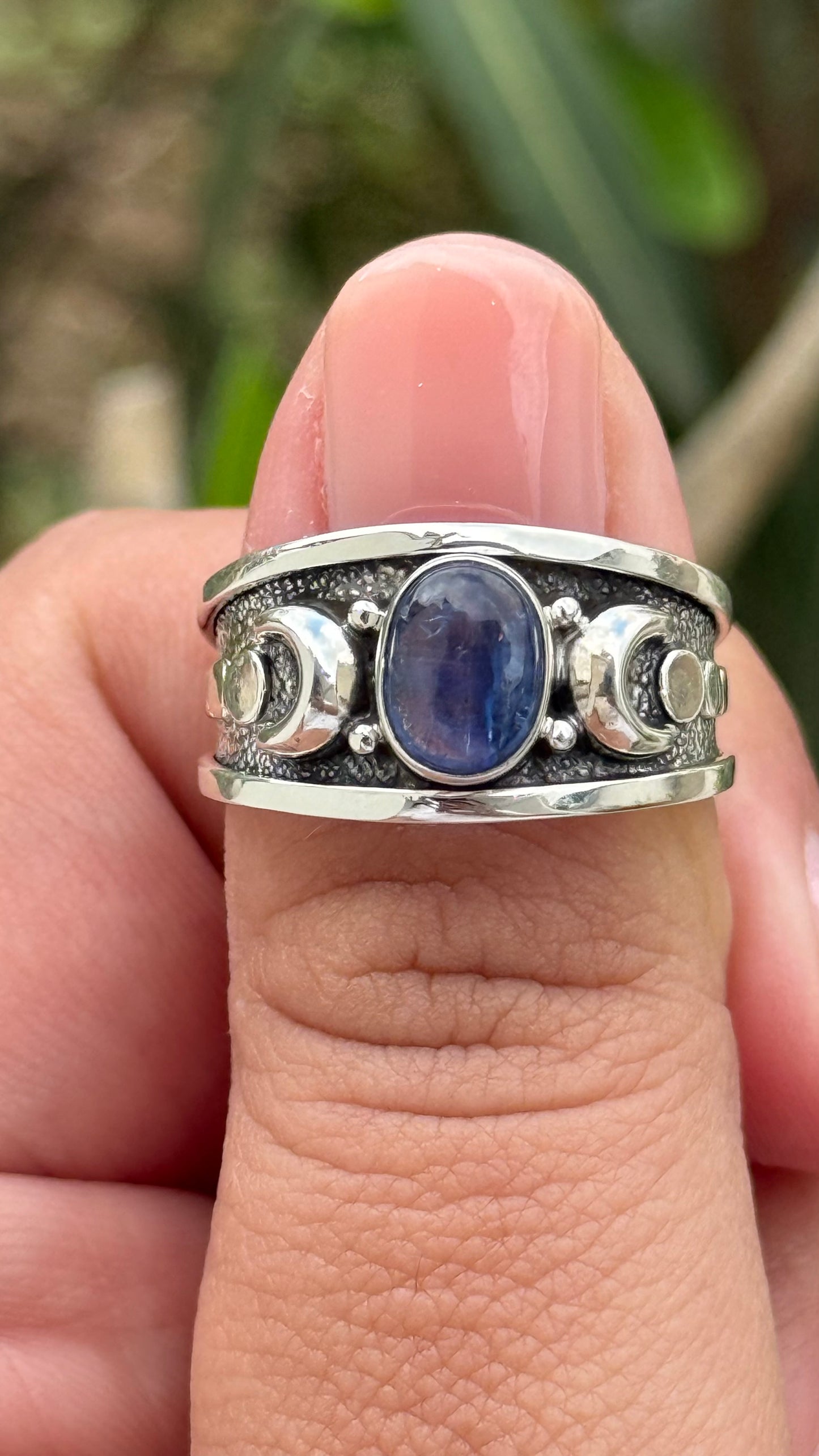 Celestial kyanite Moon ring sz 9
