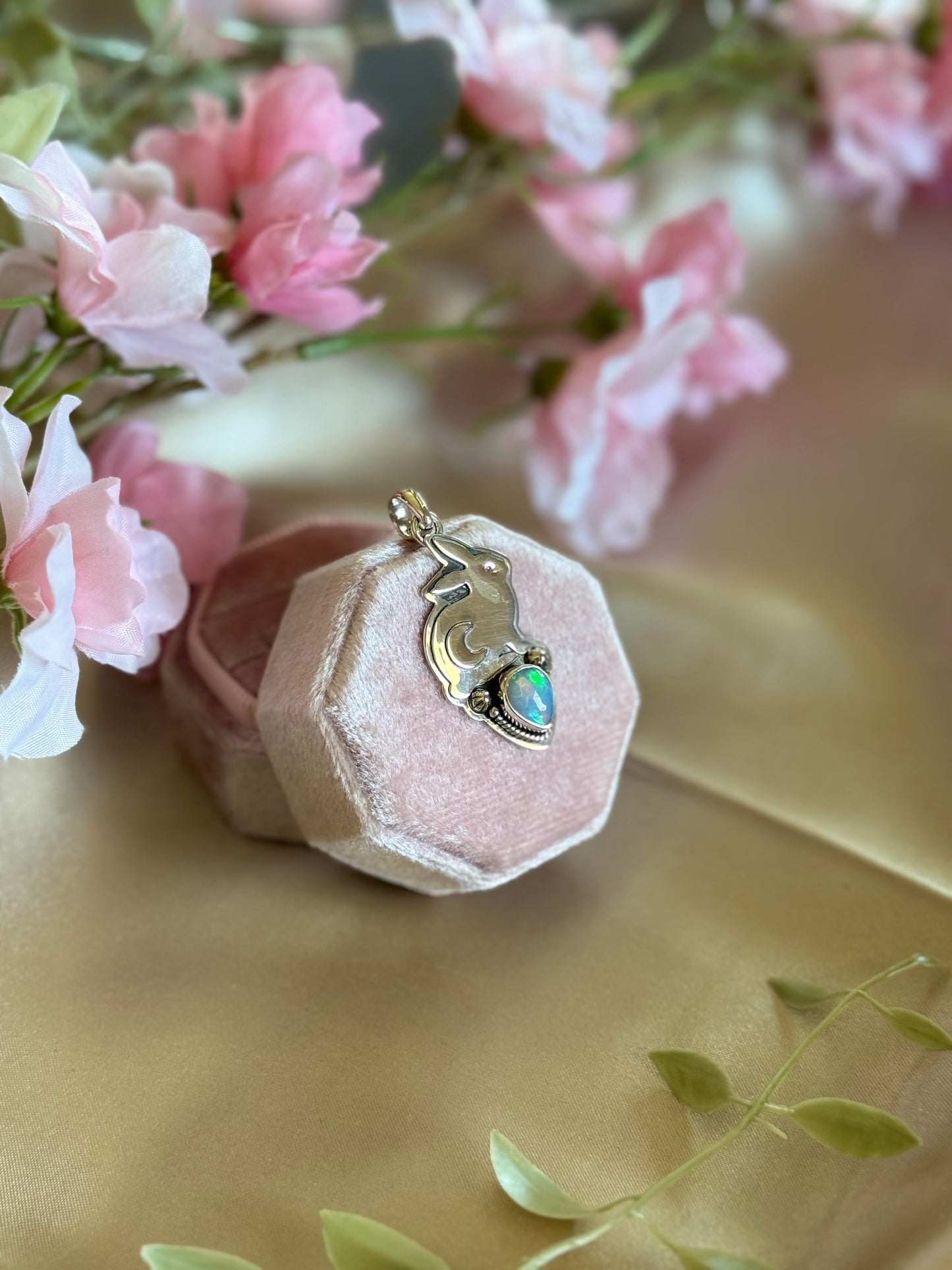 Moonlit Opal Bunny Pendent