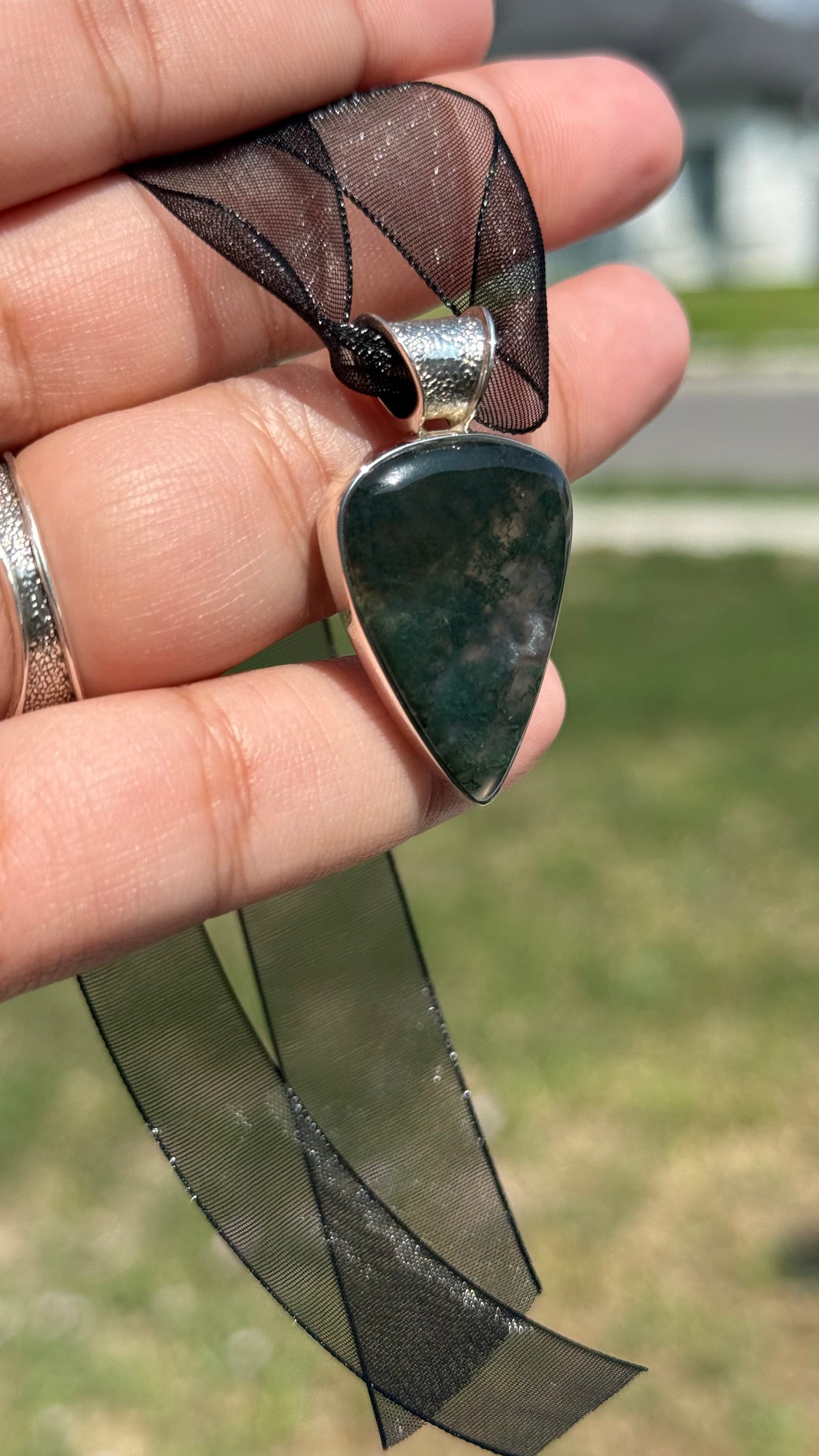 Mystic Moon Moss Agate Pendent