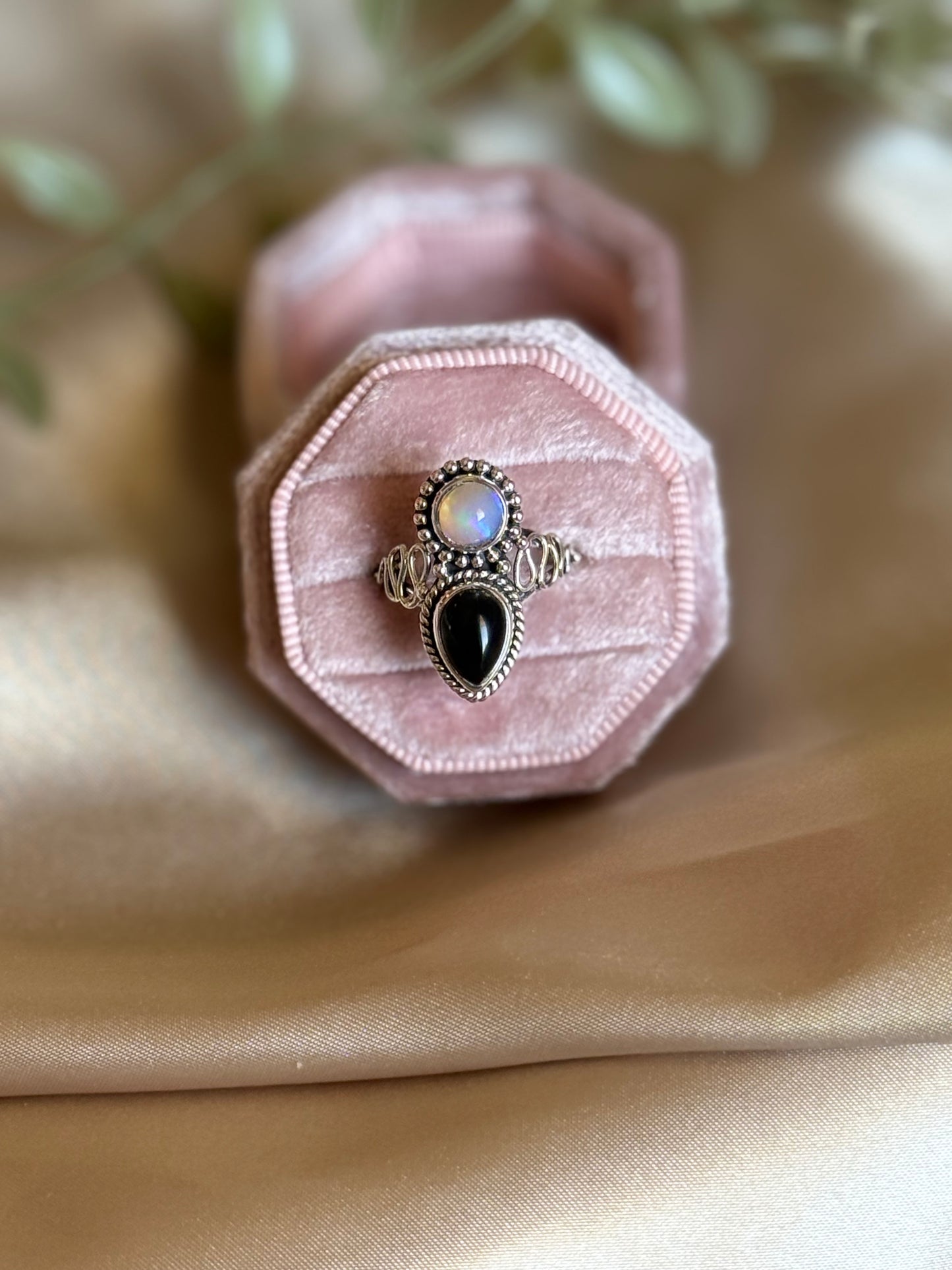 Eclipse Ring (Opal & Onyx) sz 7