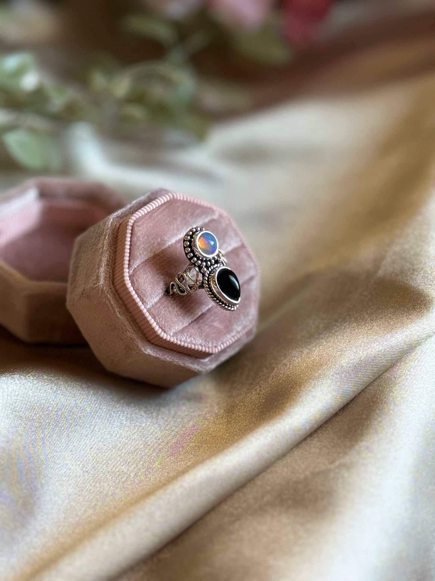 Eclipse Ring (Opal & Onyx) sz 7