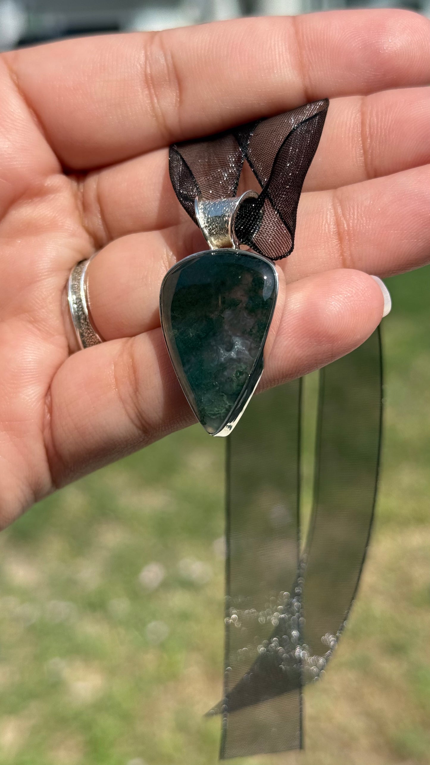 Mystic Moon Moss Agate Pendent
