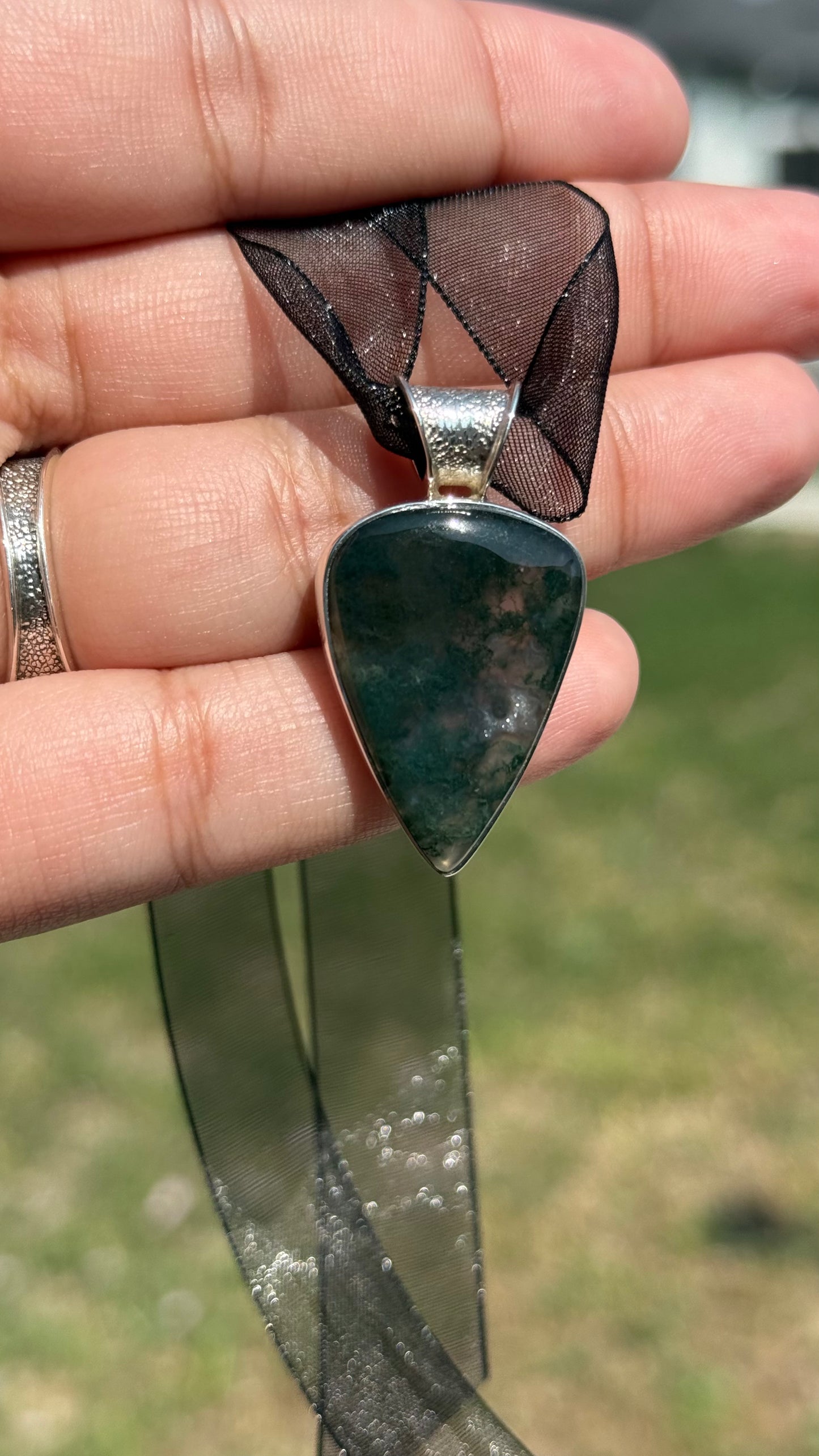 Mystic Moon Moss Agate Pendent